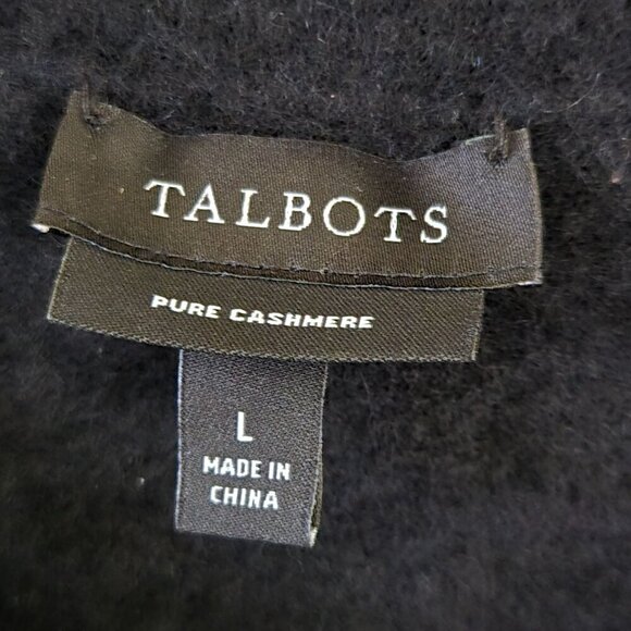 Talbots Pure Cashmere Black 3/4 Sleeve Crewneck Sweater Quiet Luxury Size L* - Picture 6 of 7
